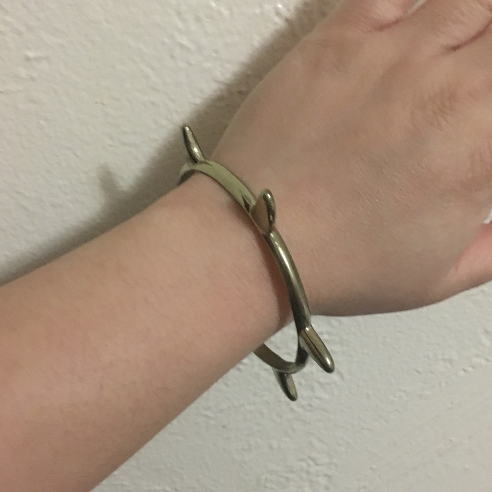 Gold Shark Fin Bangle Bracelet